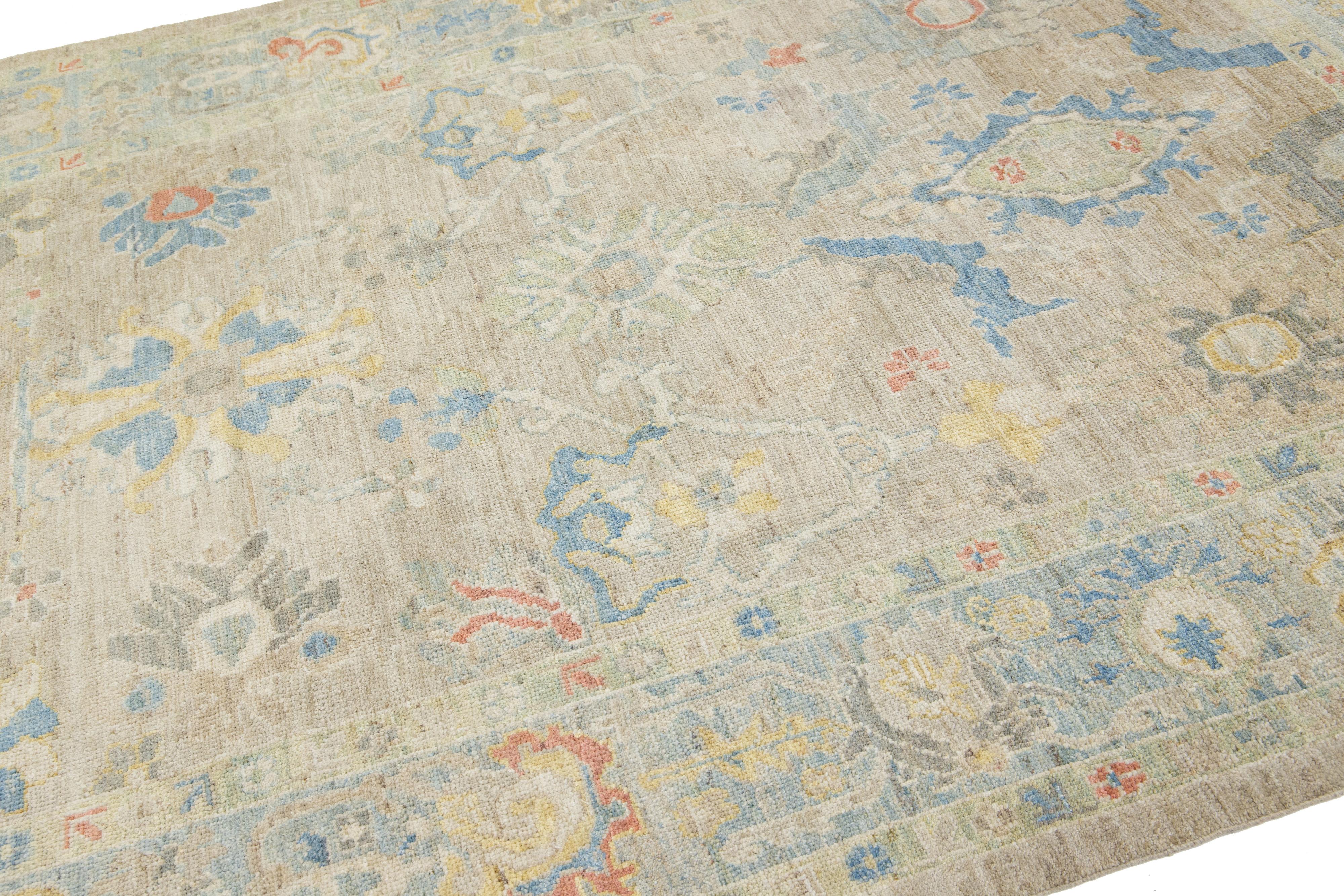 Tappeto in lana Sultanabad Rugs di Apadana dal design moderno e fatto a mano in beige. in vendita 3