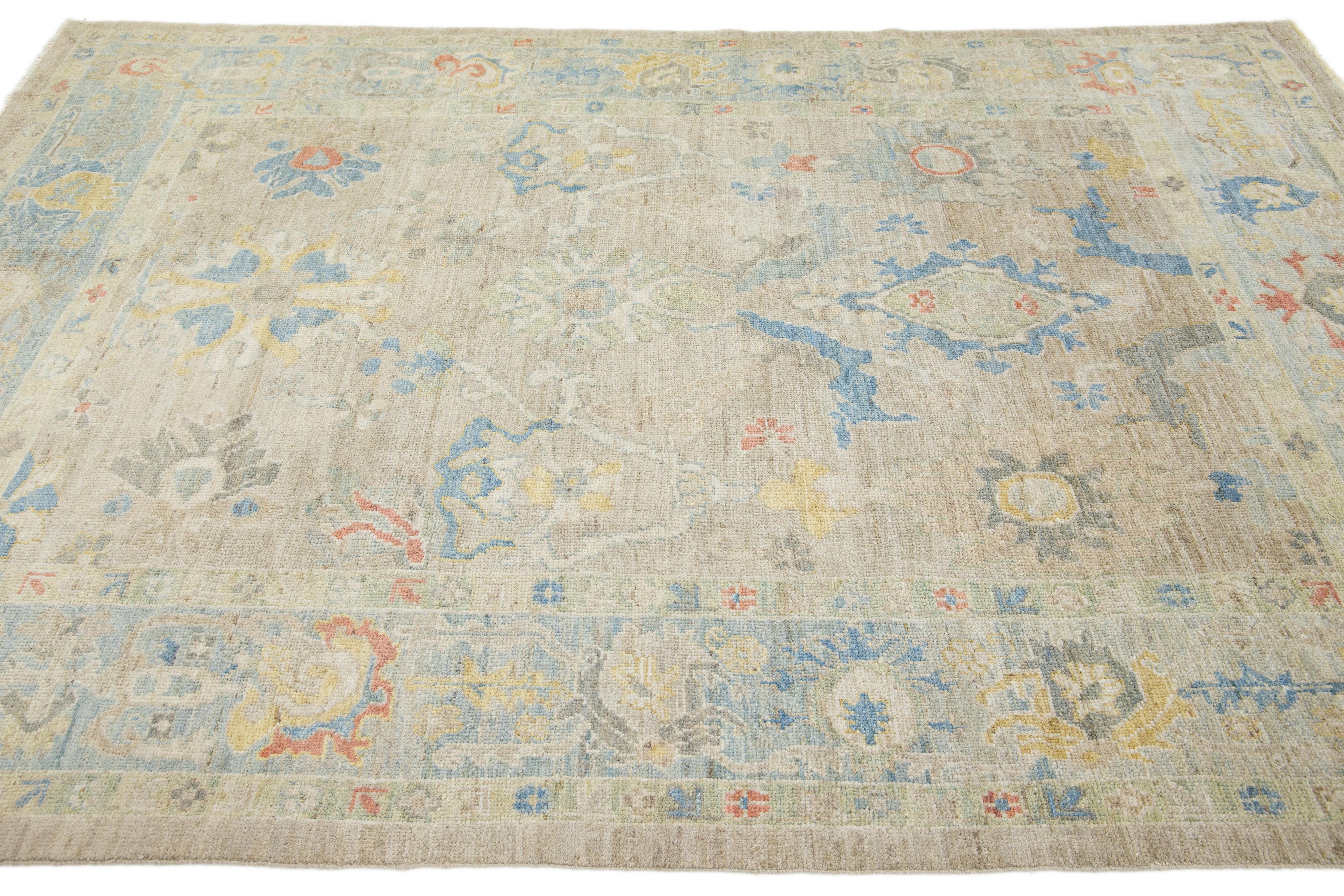 Tappeto in lana Sultanabad Rugs di Apadana dal design moderno e fatto a mano in beige. in vendita 1