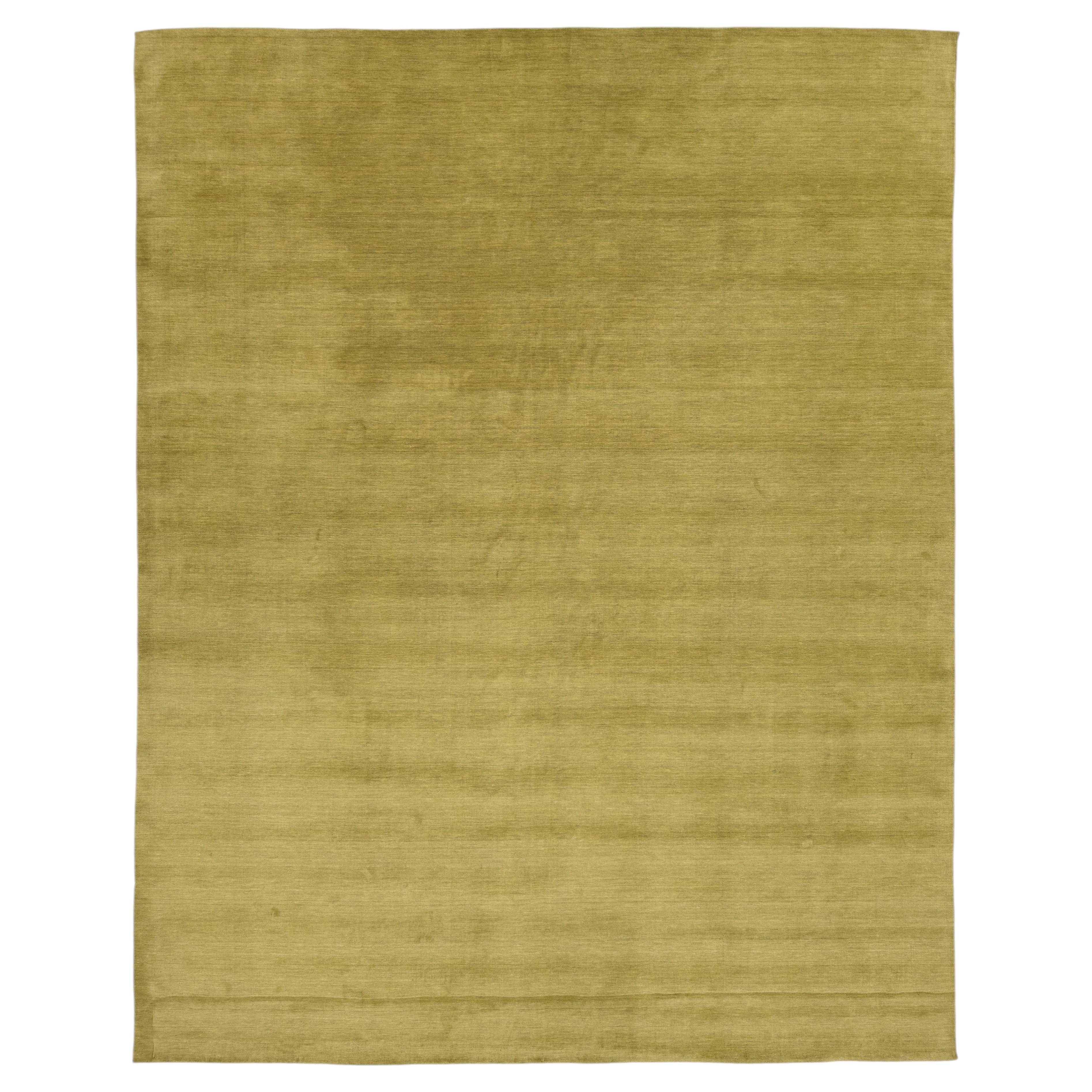 Apadana's Modern Gabbeh Hand-Loom Wool Area Rug In Antique Gold.