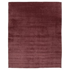 Tappeto moderno Gabbeh di Apadana in lana con rivestimento a mano in prugna profonda 12x15