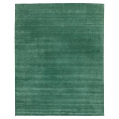 Apadana's Modern Gabbeh Hand-Loom Wool Area Rug In Jewel-Toned Green