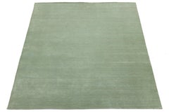 Apadana's Modern Gabbeh Hand-Loom Wool Area Rug In Muted Sage Green