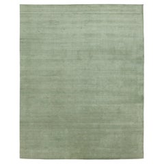 Apadana's Modern Gabbeh Hand-Loom Wool Area Rug In Muted Sage Green