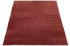 Apadana's Modern Gabbeh Hand-Loom Wool Area Rug In Red Burgundy