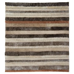 Apadana's Modern Genuine Cowhide and Sheep Leather Custom Rug In Earthy Tones