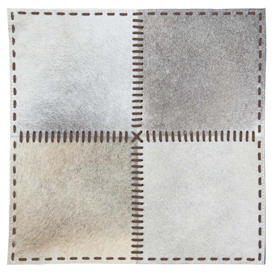 Modern Genuine Cowhide Leather Custom Rug By Apadana For Sale at 1stDibs
