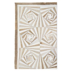 Tapis personnalisé moderne en cuir de vache véritable d'Apadana Design géométrique