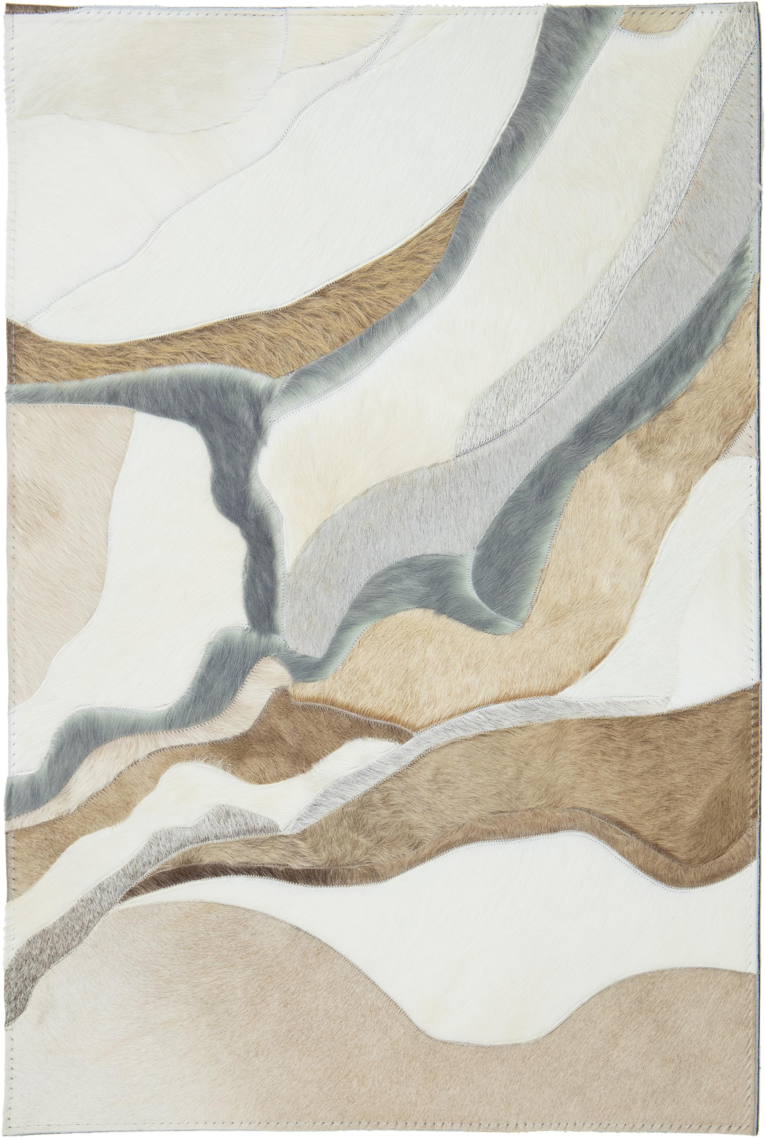 Argentine Apadana's Modern Genuine Cowhide Leather Custom Rug in Earthy Tones For Sale