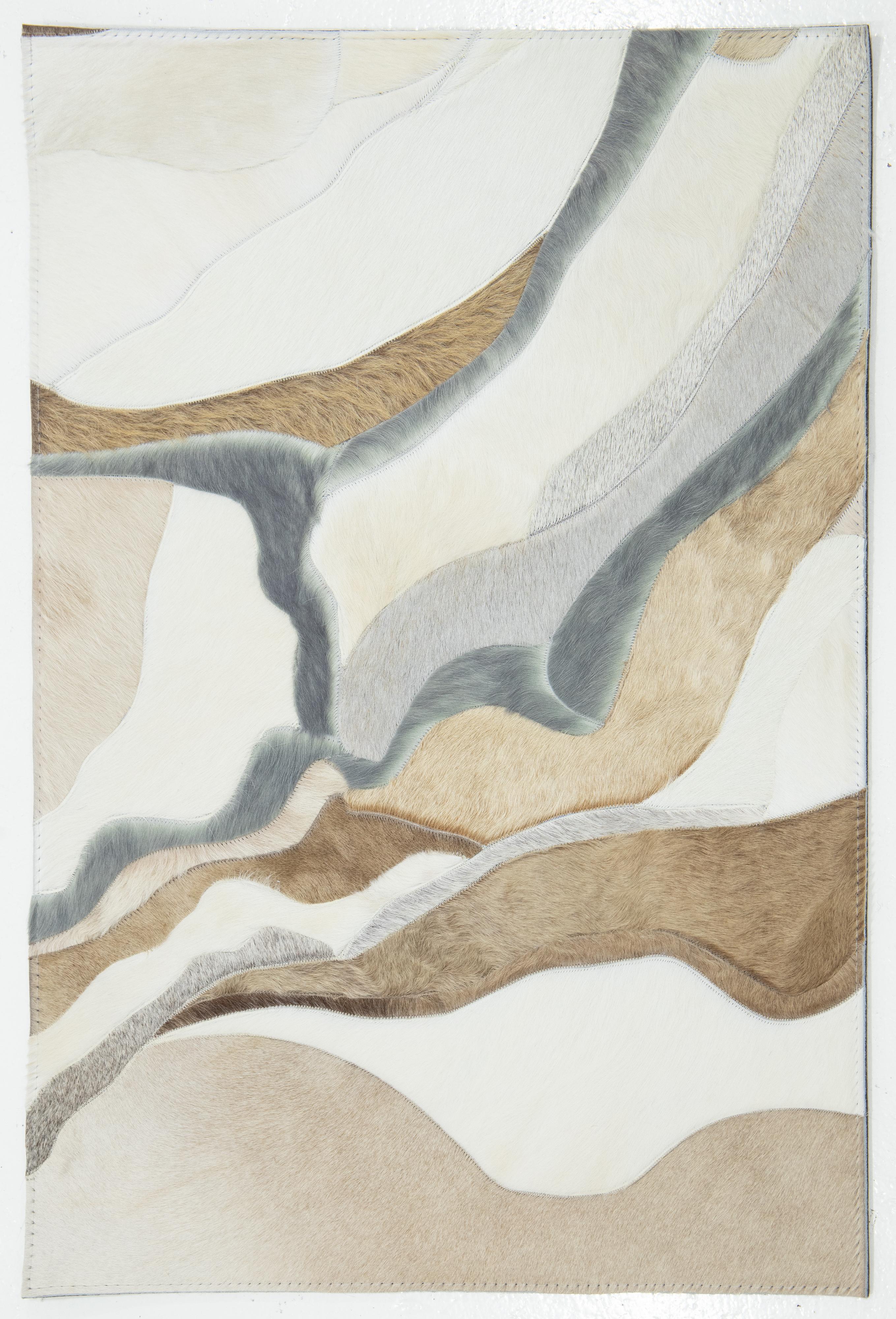 Hand-Crafted Apadana's Modern Genuine Cowhide Leather Custom Rug in Earthy Tones For Sale