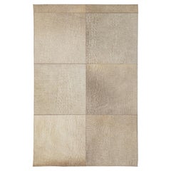 Apadana's Modern Genuine Cowhide Leather Custom Rug in Taupe