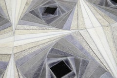 Tapis personnalisé moderne en cuir de vachette véritable d'Apadana Design géométrique envoûtant