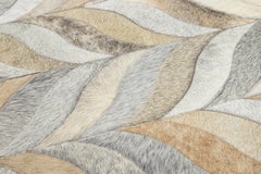 Apadana's Modern Genuine Cowhide Leather Custom Rug wavy Chevron Motif