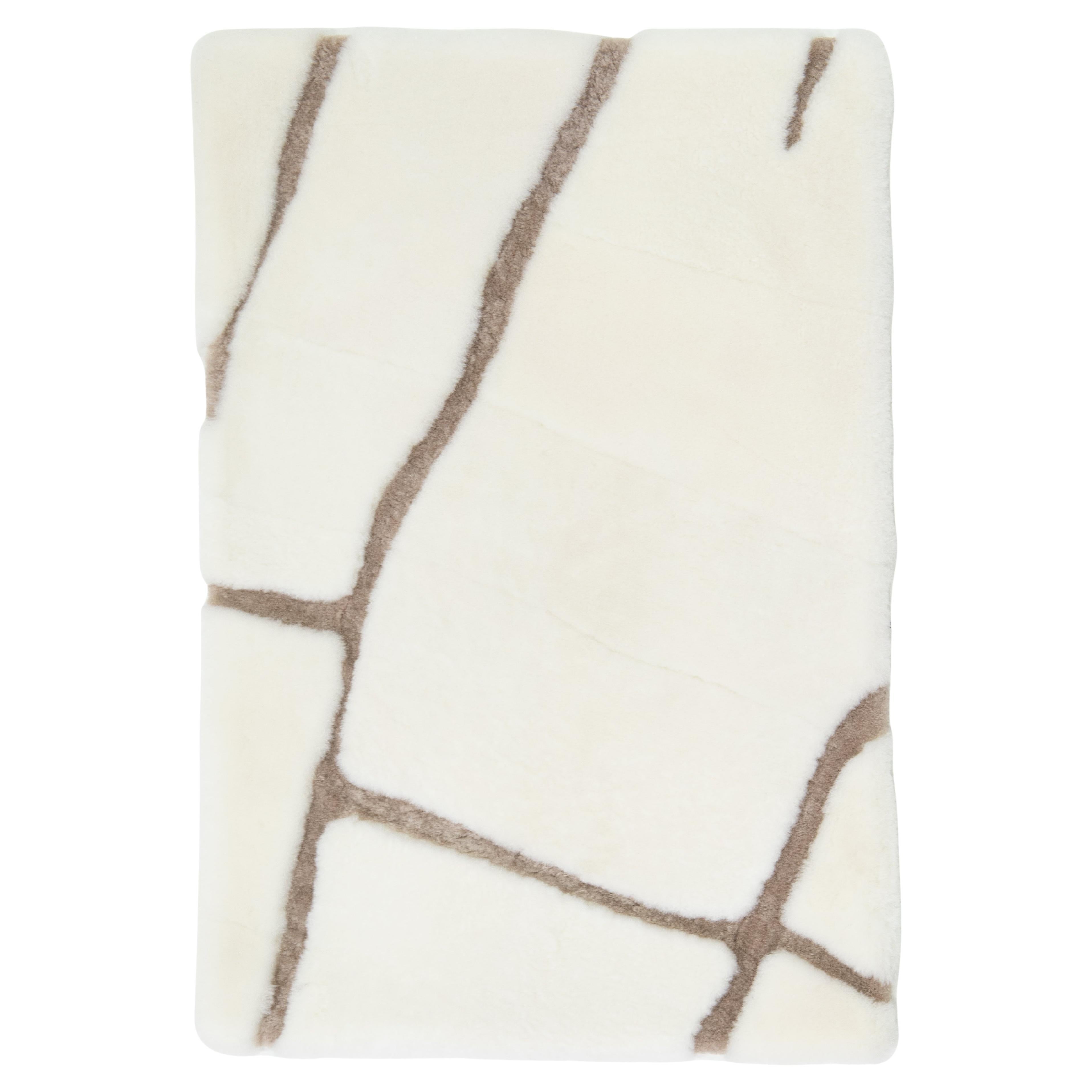 Apadana's Modern Genuine Sheep Leather Custom Rug in Ivory