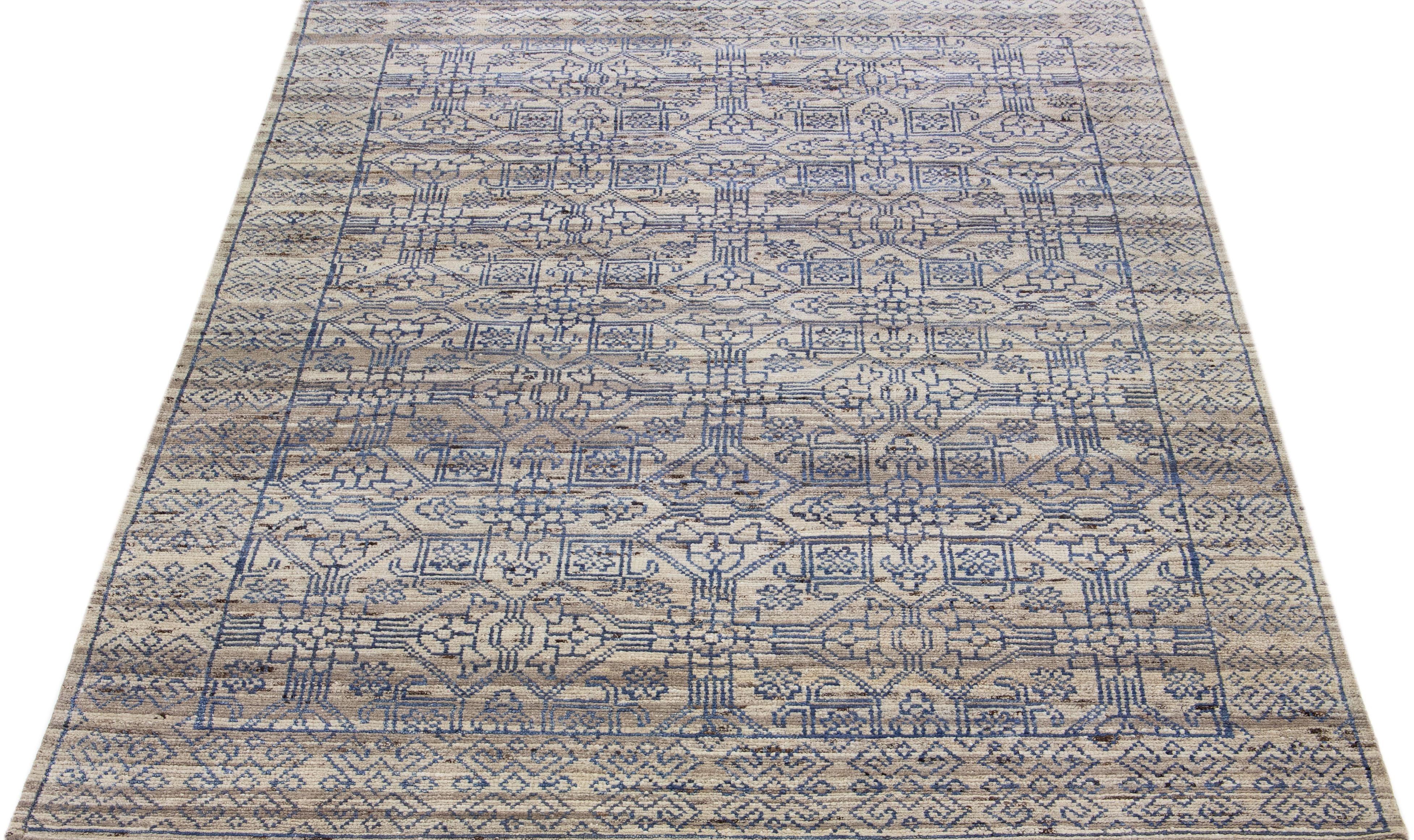 Apadana's Artisan line is an elegant way to inject a striking antique aesthetic into a space. This line of rugs is decidedly unique and reimagines what an antique rug look can be. This custom rug features a gorgeous all-over geometric design with a