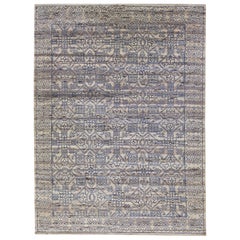 Apadana's - Tapis moderne géométrique en laine indienne fait à la main en gris