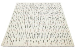 Apadana's Modern Handmade Wool Rug Moroccan-Style In Ivory With Abstract Motif