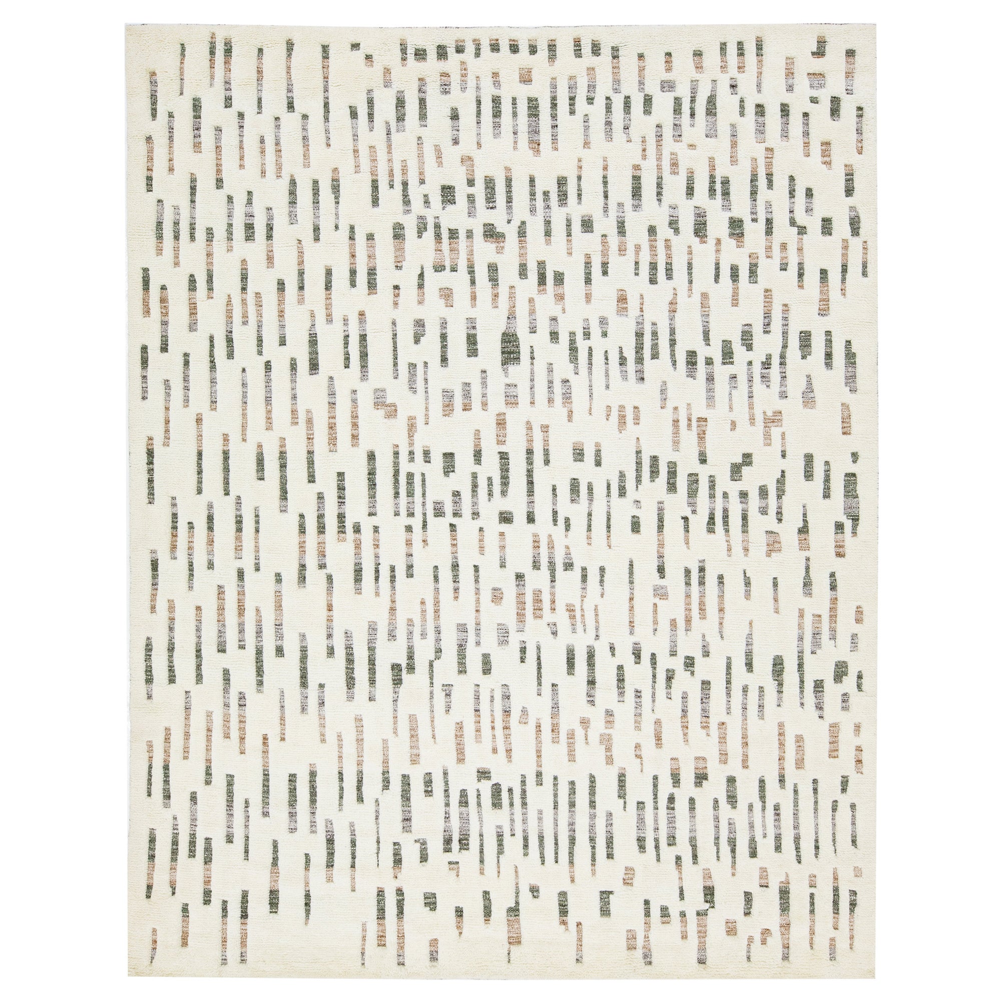 Tapis moderne en laine de style marocain Apadana en ivoire à motif abstrait