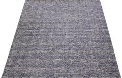 Apadana's Modern Indian Loop/Cut Handmade Wool Rug in Blue