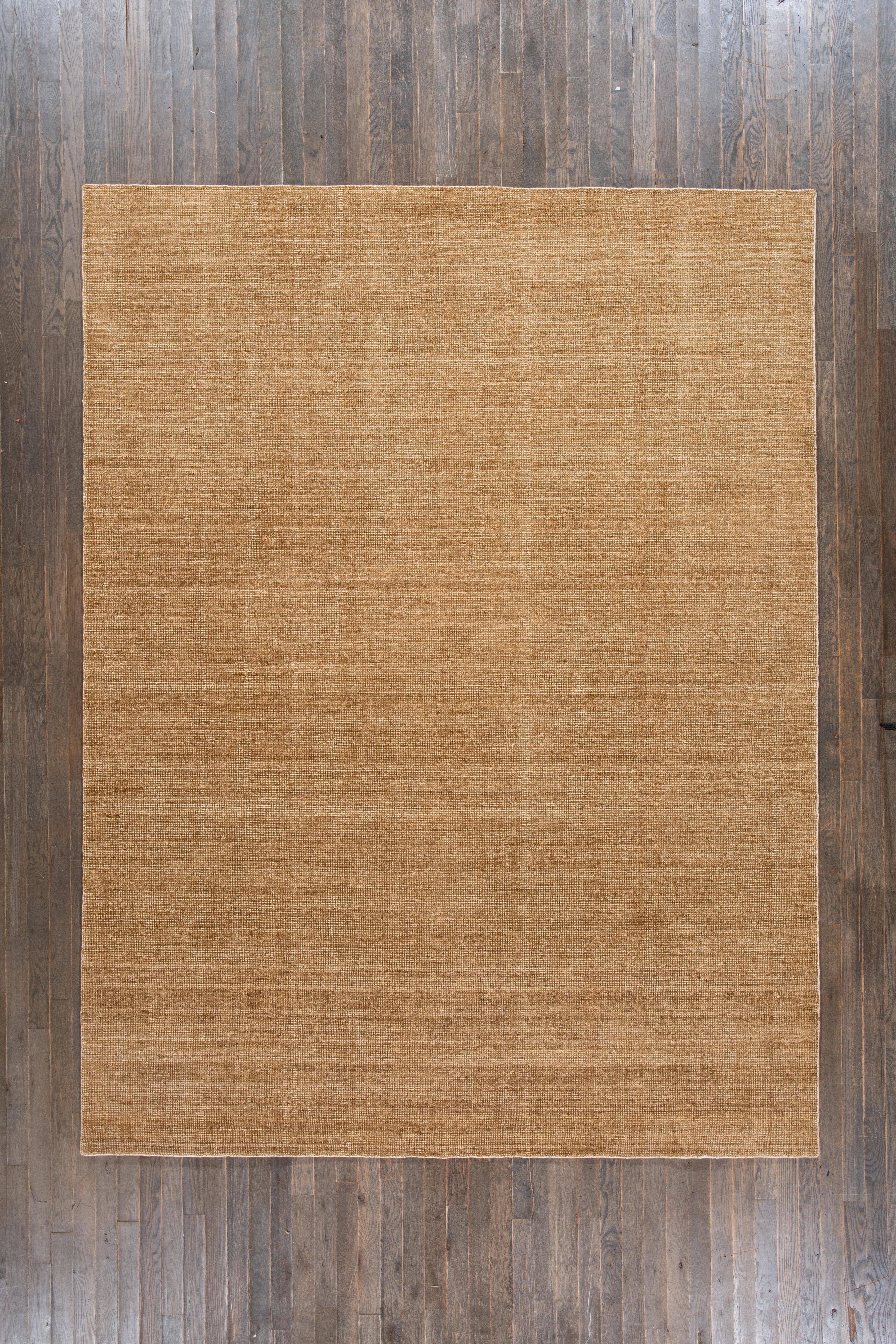 Apadana's Modern Indian Loop/Cut Wool Rug Handmade In Tan  For Sale 1