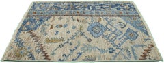 Apadana's Modern Mahal Style Handmade Beige/Blue Custom Wool Rug