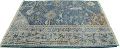 Apadana's Modern Mahal Style Handmade Blue Custom Wool Rug