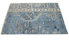 Apadana's Modern Mahal Style Handmade Blue Custom Wool Rug