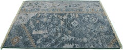 Apadana's Modern Mahal Style Handmade Blue/Gray Custom Wool Rug
