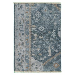 Apadana's Modern Mahal Style Handmade Blue/Gray Custom Wool Rug