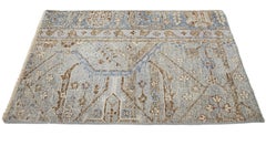 Apadana's Modern Mahal Style Handmade Custom Gray Wool Rug