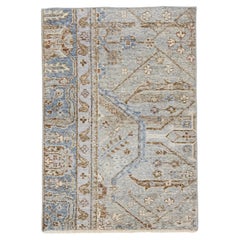 Apadana's Modern Mahal Style Handmade Custom Gray Wool Rug