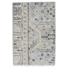 Apadana's Modern Mahal Style Handmade Grey Custom Wool Rug