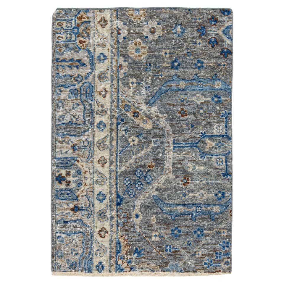 Apadana's Modern Mahal Style Handmade Custom Gray Wool Rug For Sale at ...