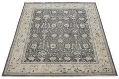 Apadana's Modern Mahal Style Handmade Indian Wool Rug in Gray
