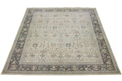 Apadana's Moderner übergroßer indischer Wollteppich im Mahal-Stil, handgefertigt in Beige