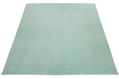 Apadana's Modern Minimalist Gabbeh Wool Rug In Light Green
