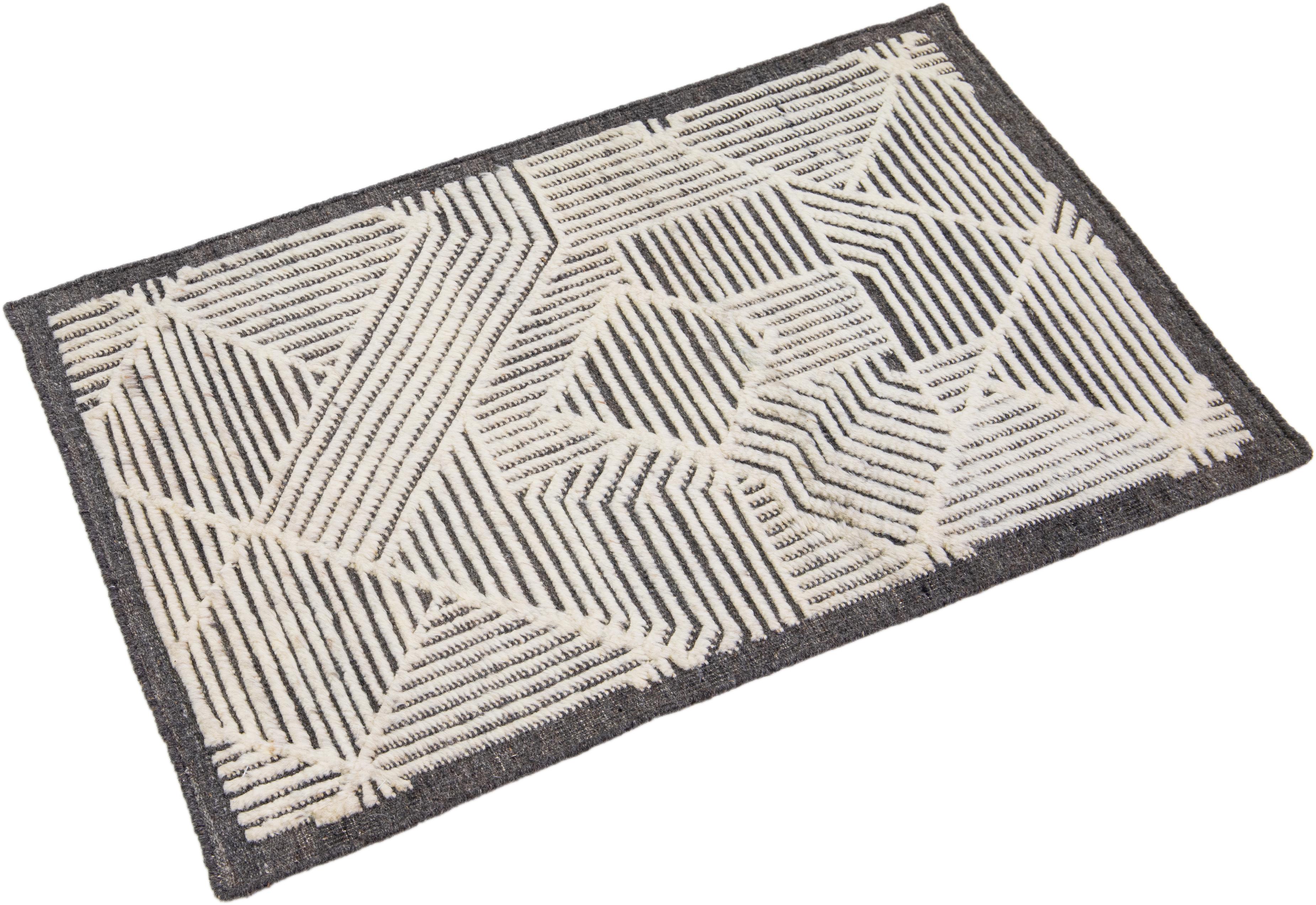 Indian Apadana's Modern Moroccan Handmade Custom Wool Rug For Sale