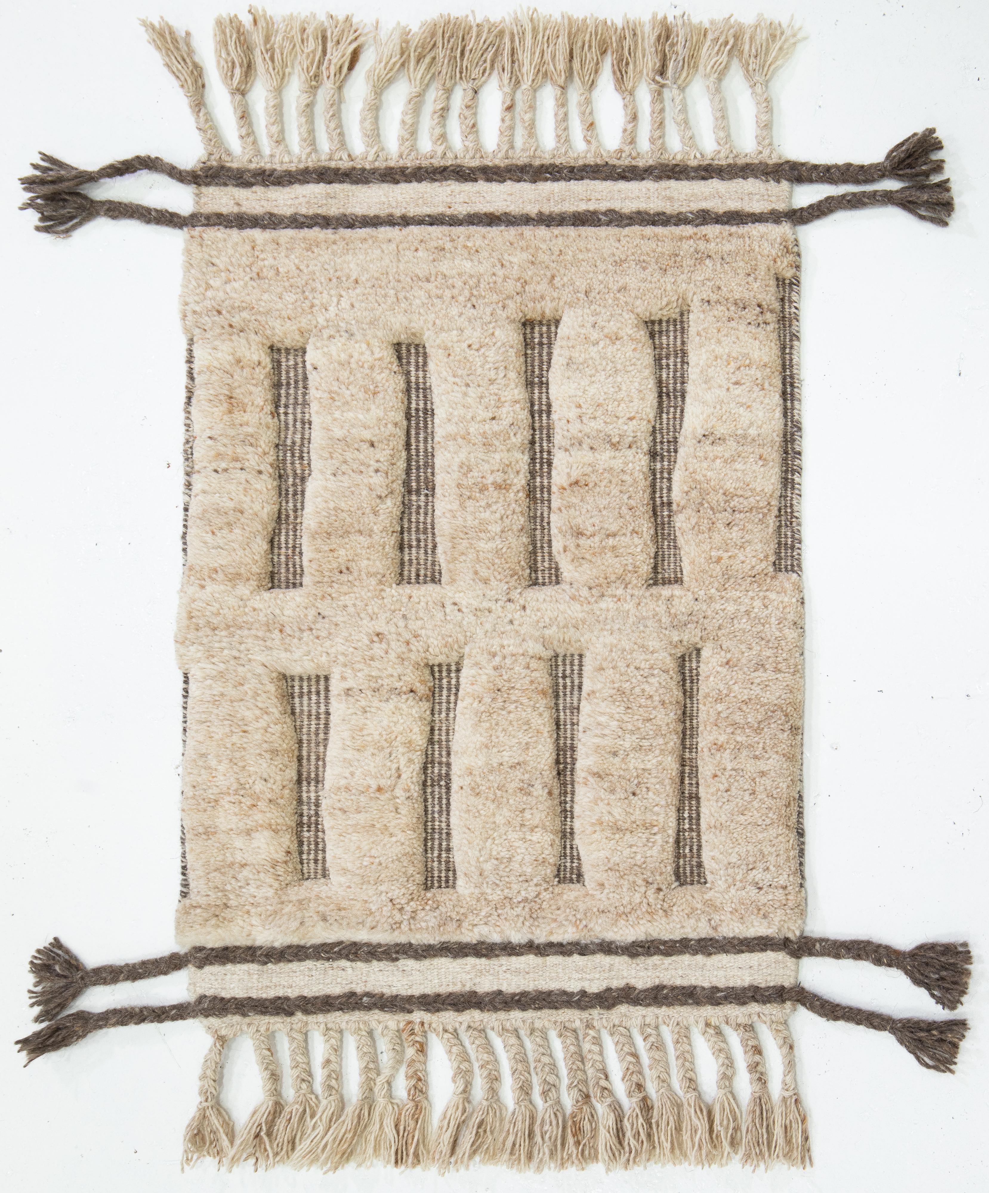 Hand-Knotted Apadana's Modern Moroccan Handmade Custom Wool Rug For Sale