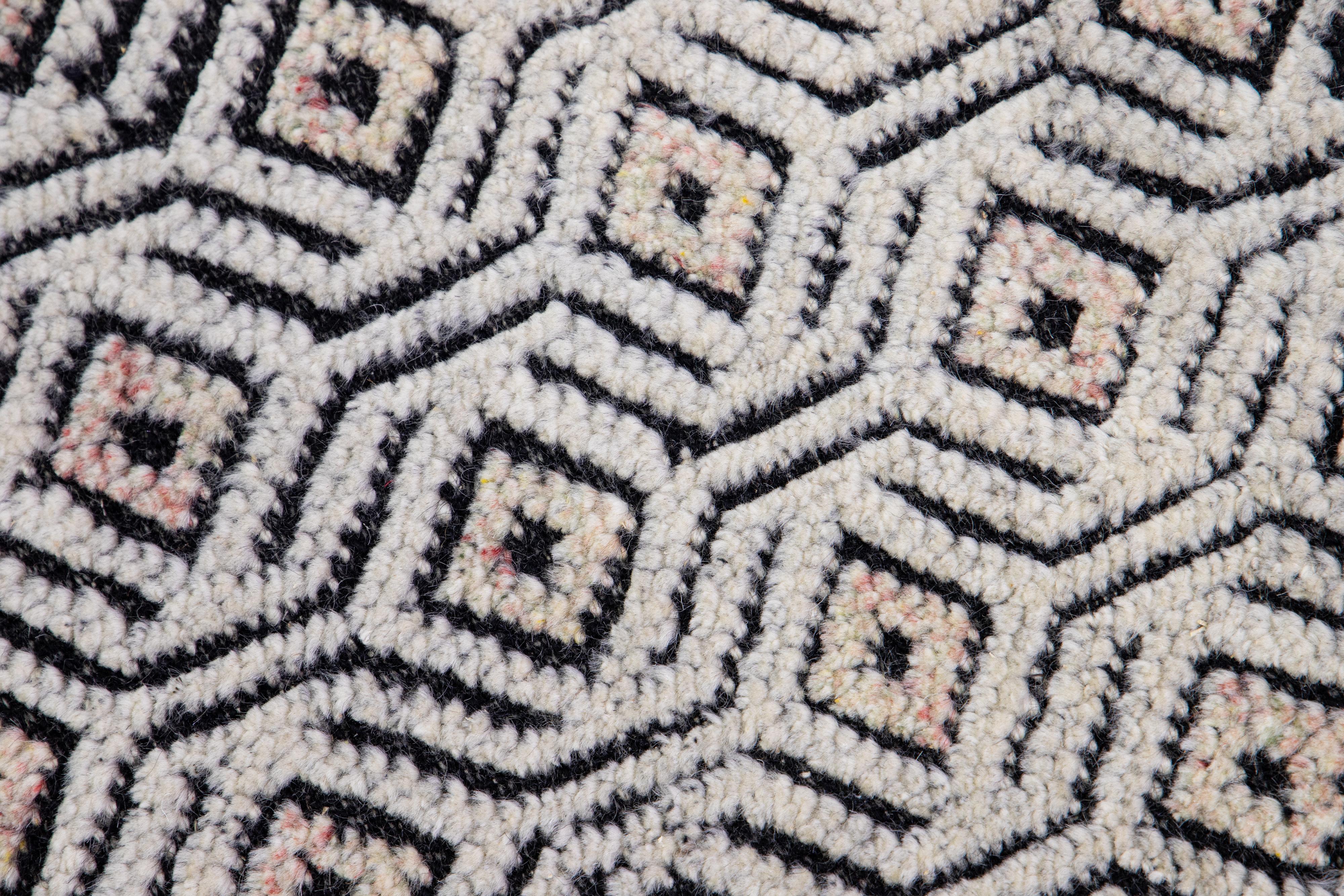 Hand-Knotted Apadana's Modern Moroccan Handmade Custom Wool Rug For Sale