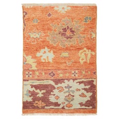 Apadana's Modern Orange Turkish Oushak Wool Custom Rug