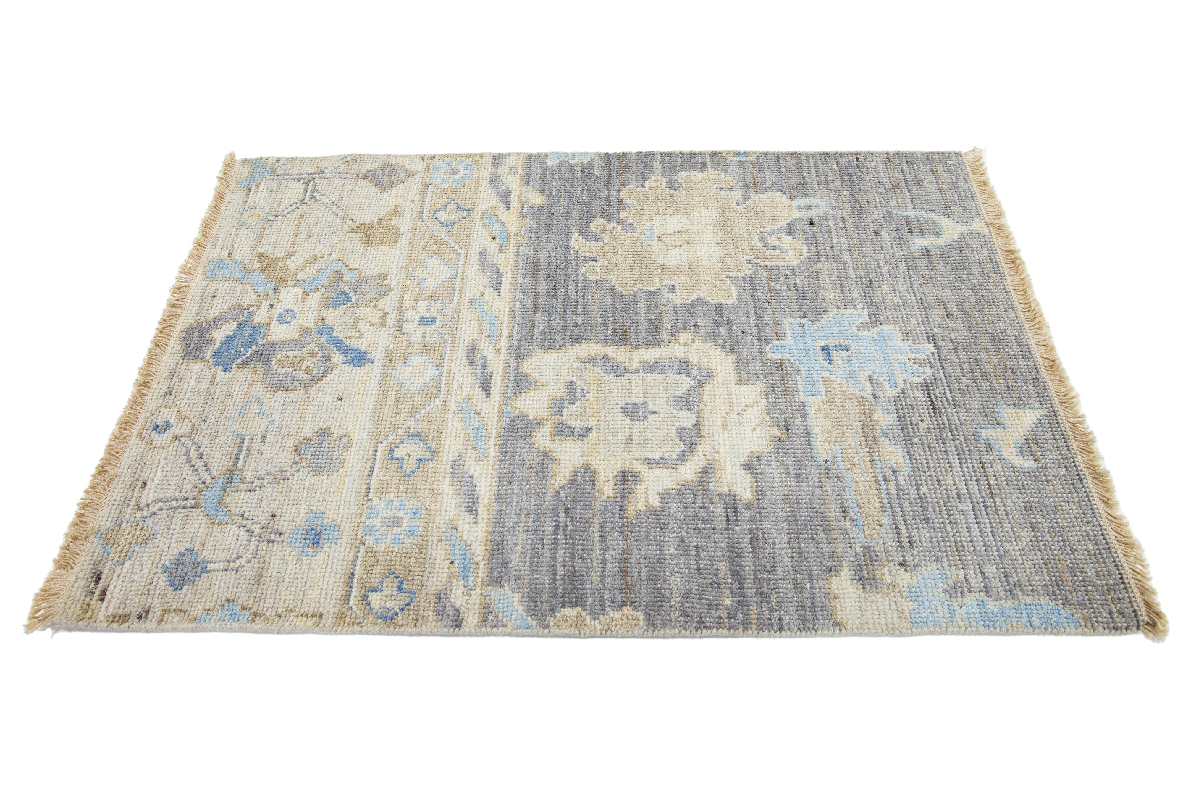 Apadana's Samsun Collection custom wool rug. Custom sizes and colors made-to-order. 

Material: 100% Wool 
Techniques: Hand-knotted
Style: Modern Oushak 
Lead time: Approx. 15-16 wks available 
Colors: As shown, other custom colors are available.