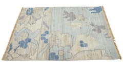 Apadana's Modern Oushak Style Handmade Light Blue Custom Wool Rug