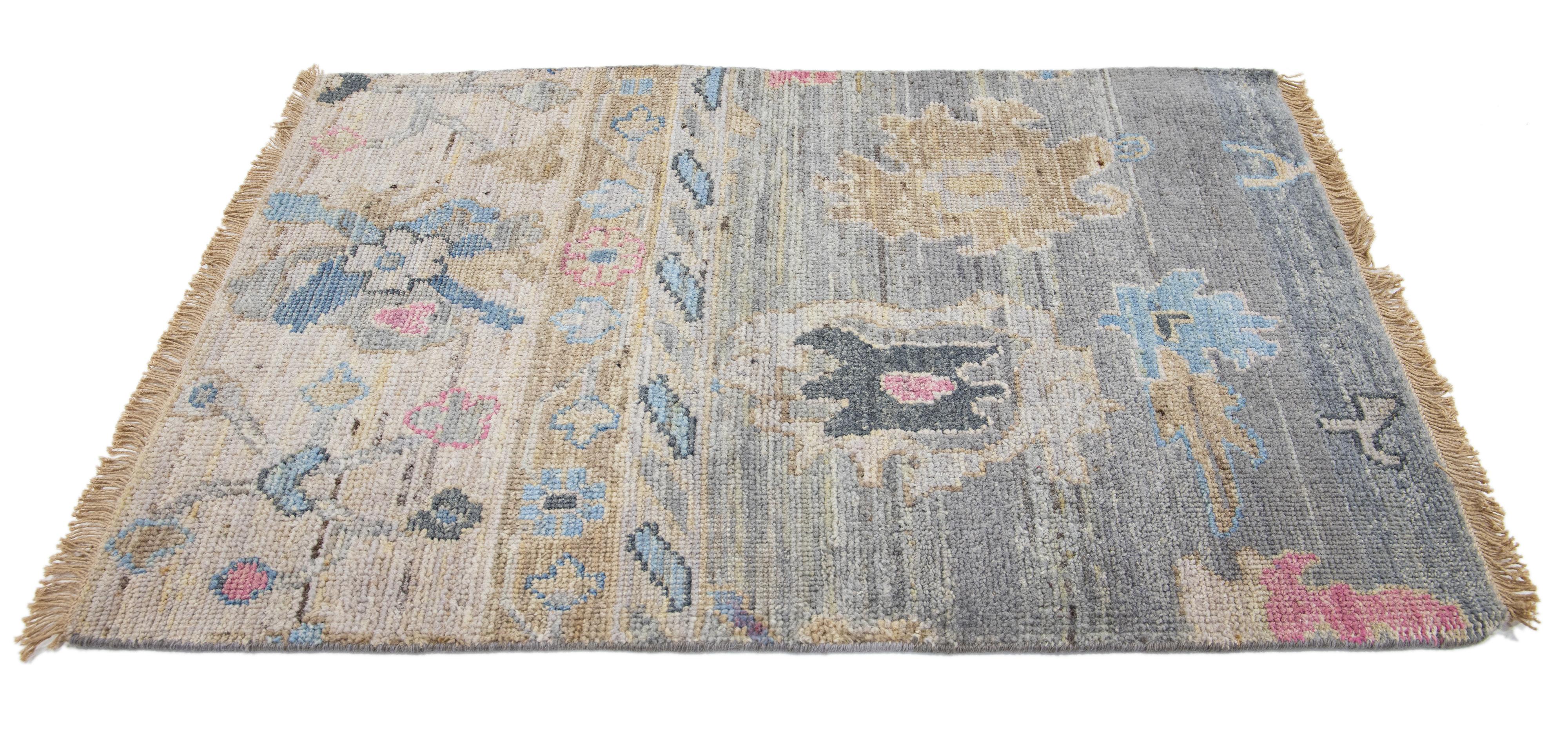 Apadana's Samsun Collection custom wool rug. Custom sizes and colors made-to-order. 

Material: 100% Wool 
Techniques: Hand-knotted
Style: Modern Oushak 
Lead time: Approx. 15-16 wks available 
Colors: As shown, other custom colors are available.