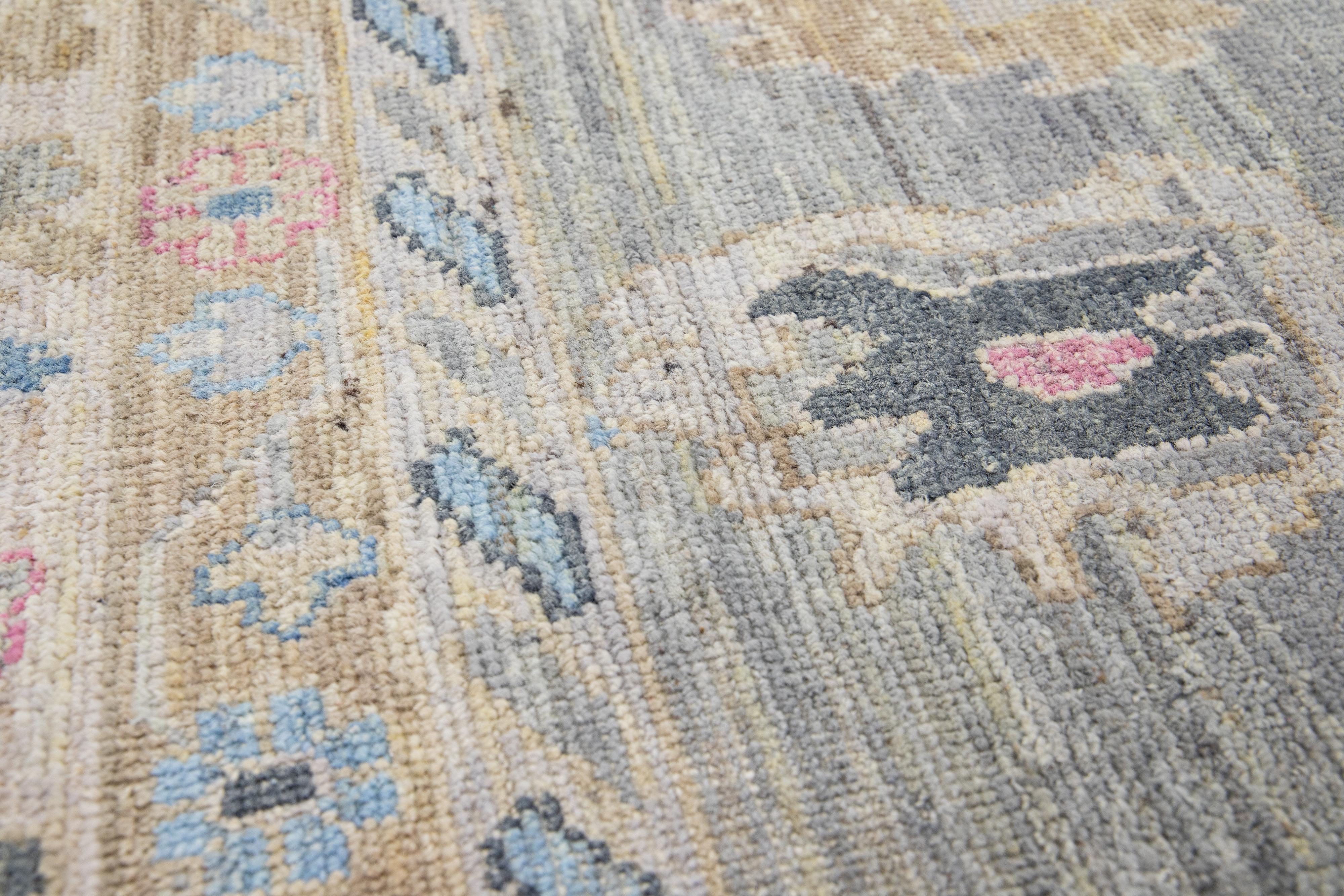 Apadana's Modern Oushak Style Handmade Multicolor Custom Wool Rug In New Condition For Sale In Norwalk, CT