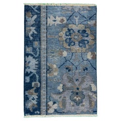 Apadana's Modern Tabriz Style Handmade Blue Custom Wool Rug