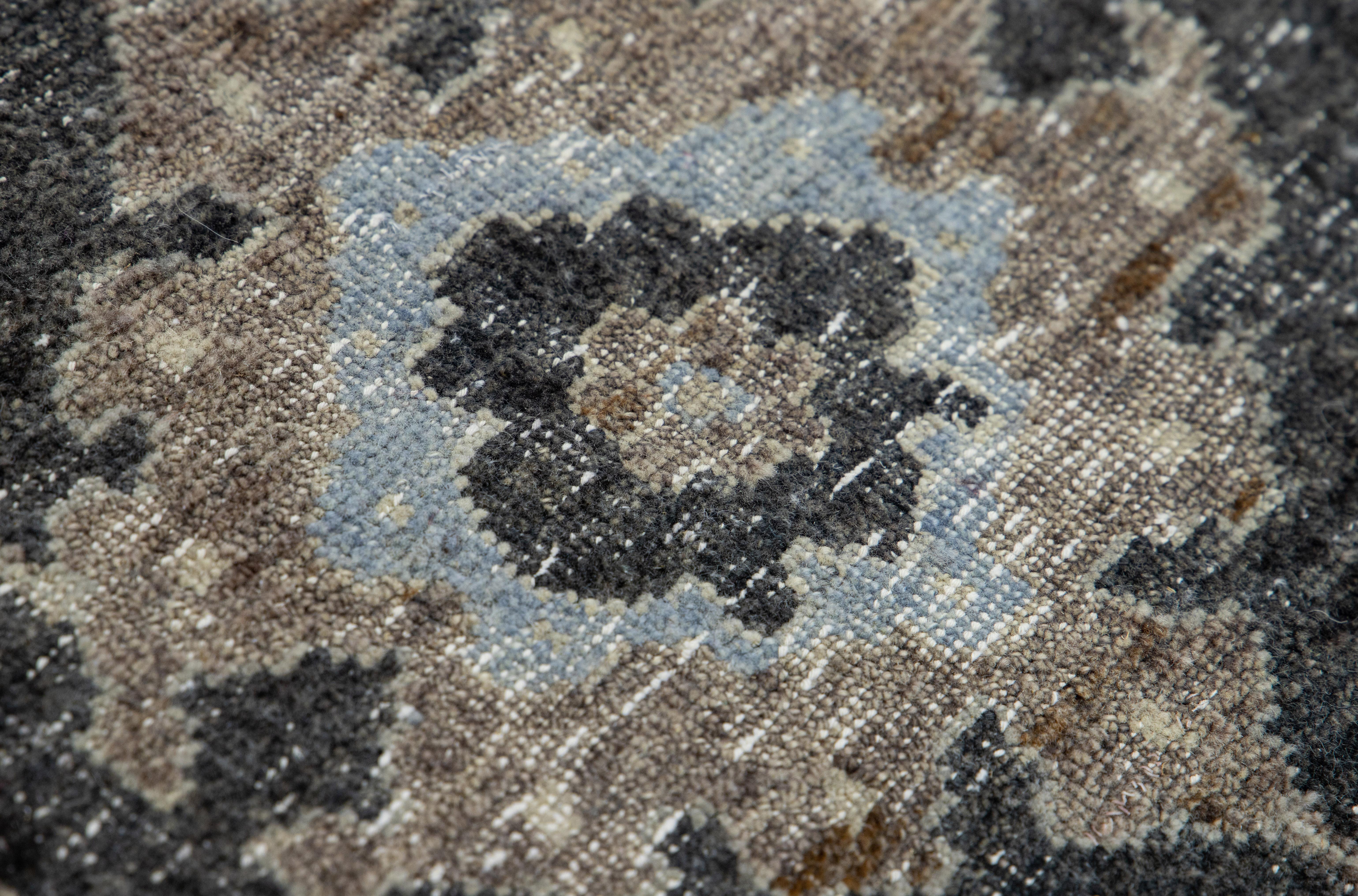 Hand-Knotted Apadana's Modern Tabriz Style Handmade Charcoal Custom Wool Rug For Sale