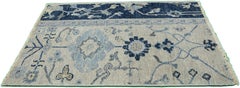 Apadana's Modern Tabriz Style Handmade Gray/Blue Custom Wool Rug