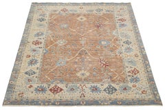 Apadana's Modern Tabriz Style Handmade Indian Wool Rug In Brown