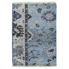 Apadana's Modern Tabriz Style Handmade Light Blue Custom Wool Rug