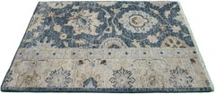 Apadana's Modern Tabriz Style Handmade Navy Blue Custom Wool Rug