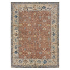 Apadana's Modern Tabriz Style Oversized Indian Wool Rug Handmade In Brown